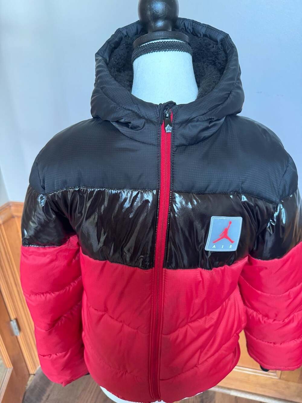 Nike Air Jordan Puffer Jacket Black Red Jumpman Hooded Coat